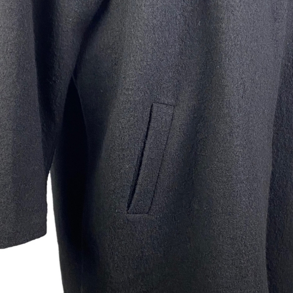Cynthia Rowley Black Long 100% Wool Swing Coat Jacket Women's 1X Snap Front EUC - Picture 9 of 11